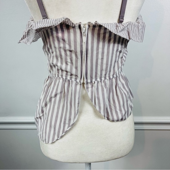VICTORIA’S SECRET Gray & White Striped Ruffle Asymmetric Sleep Cami Tank - SMALL - Picture 9 of 12